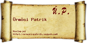 Ürmösi Patrik névjegykártya